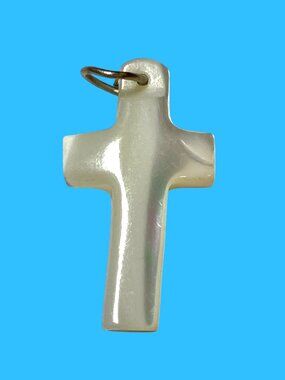 White Beige  Colored Cross Pendant With Metal Loop 1 Inches